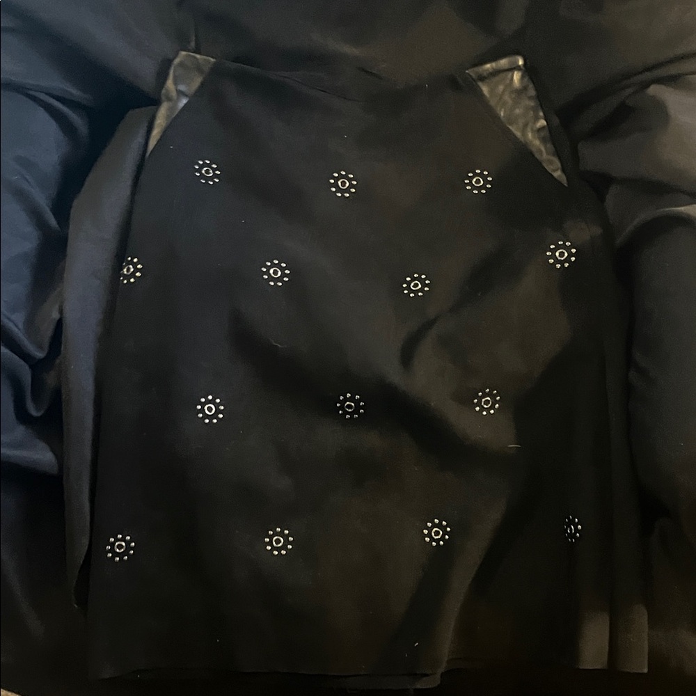 Essentials Black Pencil Skirt with Eyelet Accents faux leather